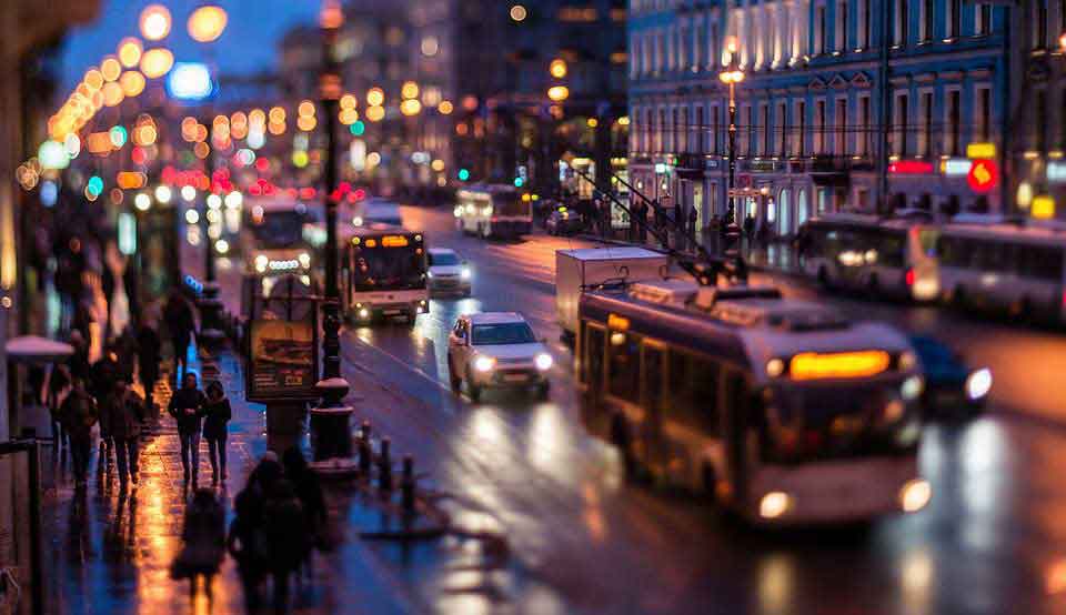 A photo of a busy street in Russia