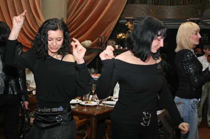 Russian ladies dancing during the socials